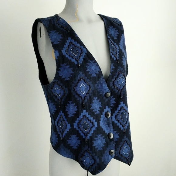 Lemon Grass | Bohemian Aztec Vest Size Large - Picture 2 of 8